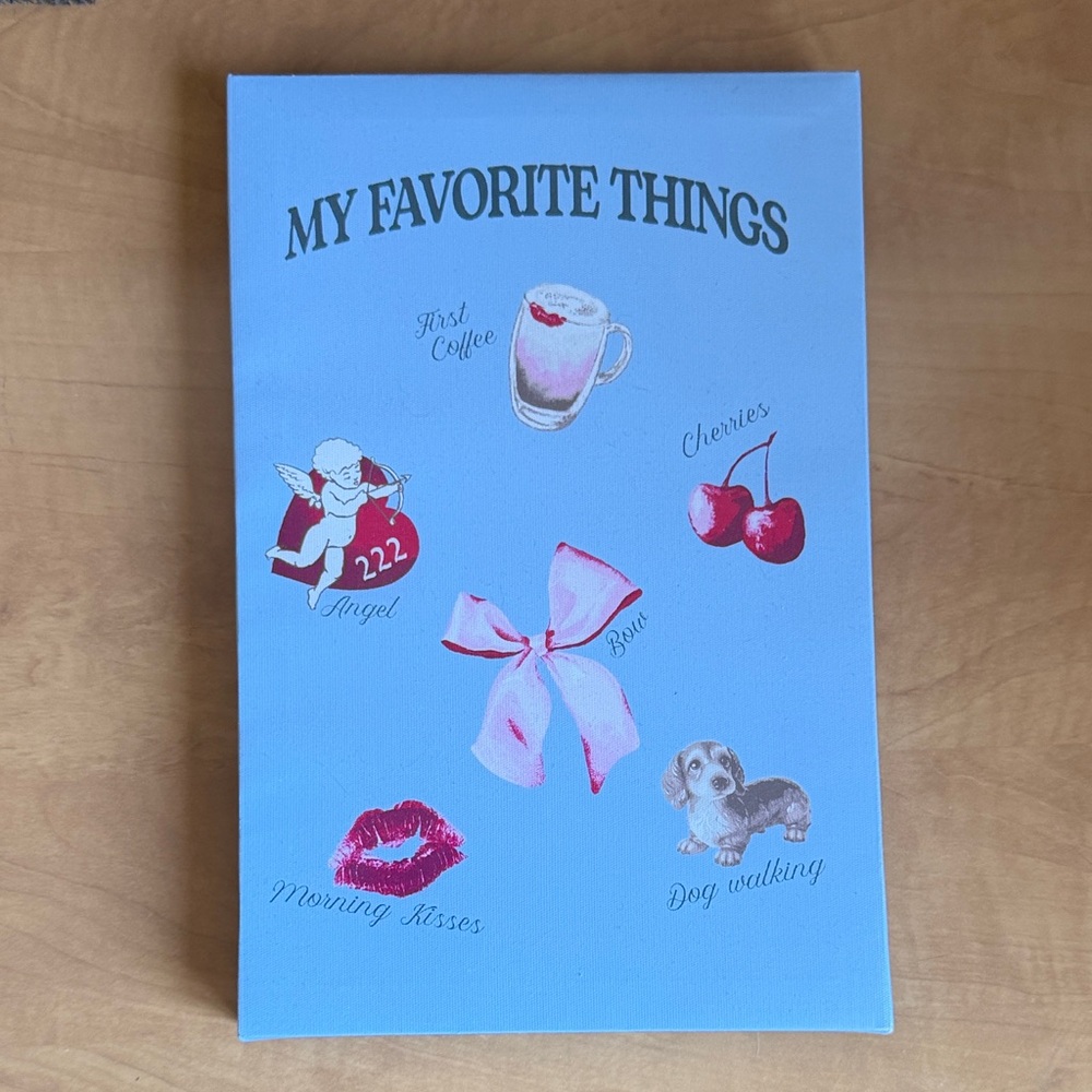 Ardene Blue 'My Favorite Things' Decorative Art Print with Pink Accents